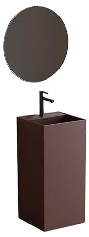 Fregadero de baño con pedestal cuadrado, lavabo de cerámica moderno for baño, lavabo con orificio de desbordamiento y escurridor (Size : C)