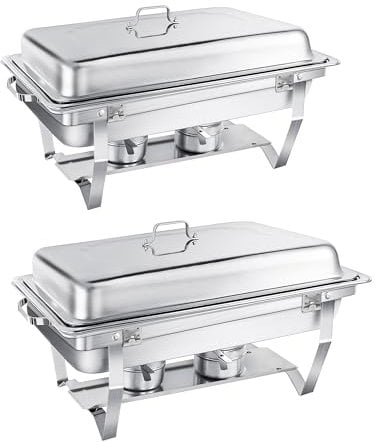 Set Buffet Hot Pot WENMILY 9L, 2 Pezzi Contenitori Di Mantenimento Caldi in Acciaio Inossidabile, Scaldavivande per Buffet e Feste