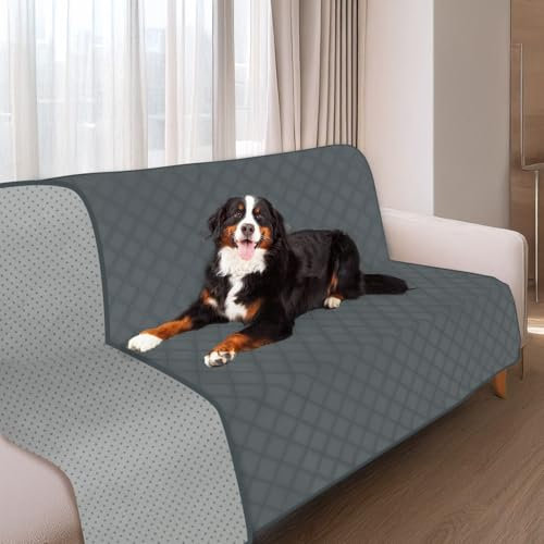 Nobleza wasserdichte Hundedecke, rutschfeste Hundematte als Schutz für Sofa & Bett, in der Waschmaschine waschbar, 208 * 157cm, Grau