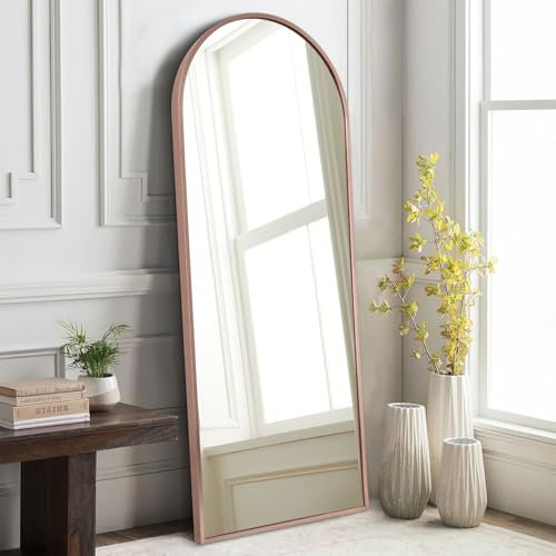 HLFMVWE Large Arched Full Length Mirror, Arch Bathroom Wall-mounted Mirrors - Metal Aluminum Alloy Frame Modern Simple Home Decor - for Living Room Bedroom Cloakroom 120x40cm Rose Gold