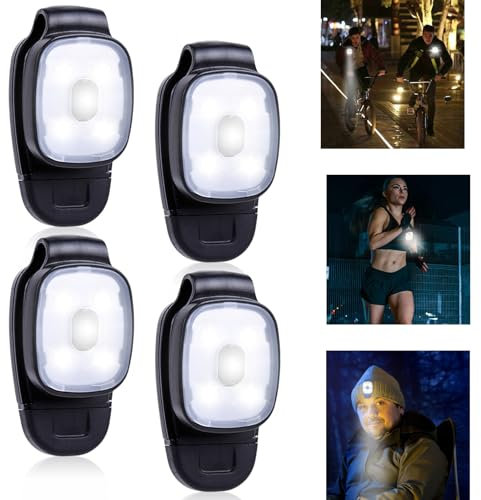 GOMETY LED Clip Lampe, Stirnlampe LED USB Wiederaufladbar mit 3 Modi, Lauflicht LED Kleinstirnlampe, Kleinstirnlampe Kinder Wasserdicht für Camping Wandern Schulranzen Rucksack und Jogging (4)