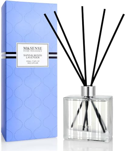 M&SENSE Duftstäbchen Set, 200ml Sandelholz & Lavendel Duft, Aroma Diffuser mit 7 Stäbchen, langanhaltender Raumduft für Badezimmer, Schlafzimmer, Regal, Geschenkidee für Sie, MSRD0108