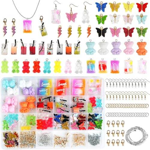 OFUN Set Ciondoli Per Ragazze Bambini, Orecchini fai da te, Set Perline Gioielli Charms per Costumi Halloween, Decorazioni Natalizie Regalo Natale per Ragazza