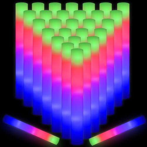 YQXTOOEL 24pcs LED Stab und Schaumstoff,Leuchtstäbe Party,Glow Sticks,knicklichter,Kindergeburtstag, Schulfeier - Für Hochzeiten,Partys,Geburtstage,Feste
