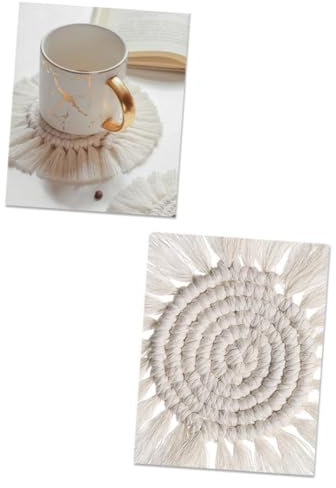 PHENOFICE Boho Platzdeckchen Runde Tischsets Mit Quasten Hitzebeständige Tischuntersetzer Für Teller Und Schalen Für Zuhause Und Restaurant Weiß