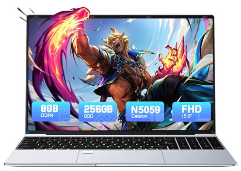 Tuonoyee Ordenador Portátil 15,6 Pulgadas PC Portátil Win 11 Portatiles, 8GB RAM, 256GB SSD, In-Tel Celeron N5095 Quad-Core, Teclado retroiluminado, Lector de Huellas Digitales, USB3.0, HDMI