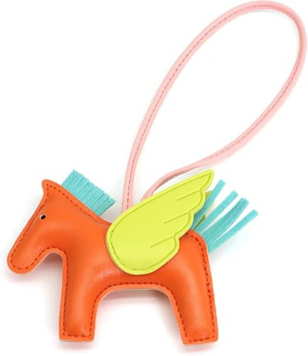 Niedliche Schlüsselanhänger für Frauen Veganes Leder Tasche Charms Geldbeutel Charms für Handtaschen Preppy-Zeug Designer Autozubehör (Mandarine)