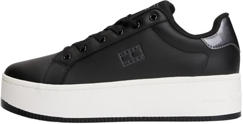 Tommy Jeans Donna Sneakers con Suola Alta Pearlized con Plateau, Nero (Black), 37