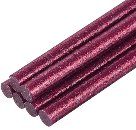 QUARKZMAN 6 Stück Heißklebestifte 7mm x 200mm Mini Heißklebesticks Heißklebepistole Heißkleber Klebestifte Heißklebestäbchen für Reparieren Kunst Dekorieren DIY Handwerk Glitzer Rose Rot