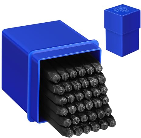 VILLCASE Metallpunsch-Set 36 Stück Hochpräzise Buchstaben Und Zahlen Stempelwerkzeuge 1/8 Für Metall Gravur Leder Und Bastelarbeiten Präzise Metallstempel Für Heimwerker Und Profis