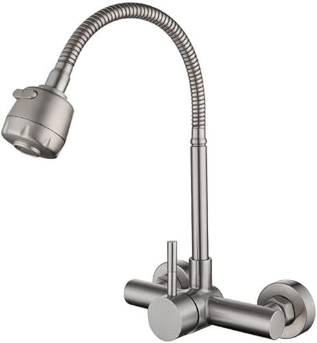 Wasserhahn für Küchenspüle, Mischbatterie, für Küche, Wandmontage, Küchenarmatur, gebürstet, allgemein, 360° drehbar, Einhebel-Spültischarmatur, Amatur Küchenspüle, Trinkwasserhahn