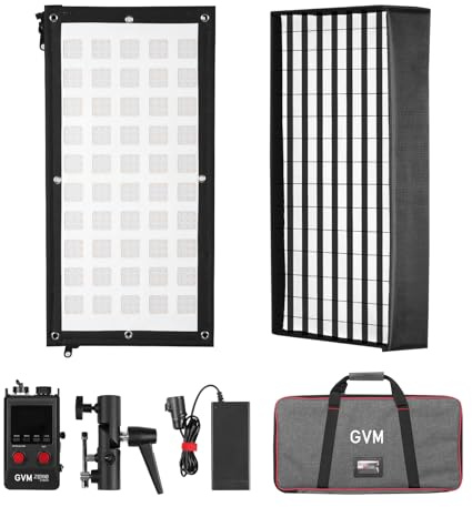 GVM ZipTile Z150B Bi-Color Flexible LED Video Light 2700K~6800K, 15500 lux/m 150W Output Panel Light, 12 Lighting FX with Honeycomb Grid Soft Box, Support App Control for Studio Photography Lighting