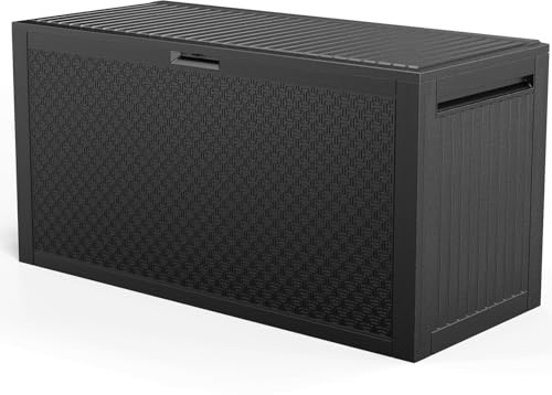 Bonnlo Gartenbox 340L,Auflagenbox Outdoor, Gartenbox mit Seitengriffen,zur Aufbewahrung von Gartenmöbelkissen, Gartengeräten usw. für Garten, Pool, Balkon und Hof,116 * 50 * 60cm,Schwarz