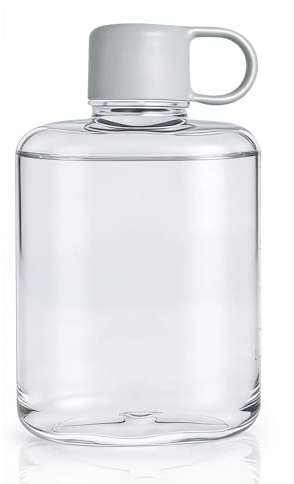 Gourde Plate 360ml Gourde Transparente Portable sans BPA, en Tritan, pour Fitness en Plein Air, Sport, Randonnée, Camping, Voyages