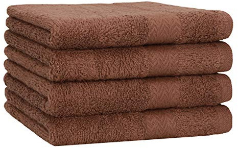 Betz 4 Stück Strandtücher Duschtücher Set Größe 70x140 cm Duschhandtuch Badetuch Strandtuch Handtuch Premium 100% Baumwolle Farbe nuss