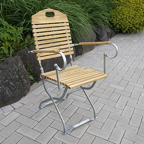 Gartenstuhl Bad TÖLZ verzinkt mit Armlehnen, Robinien Holz, klappbar