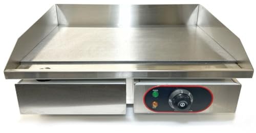 Chef-Hub Commercial Counter Top Electric Stainless Steel Griddle/Flat Hotplate/Barbeque, Griddle/Kitchen Grill/Fried Pans - 3Kw Ideal for Eggs, Bacon, Sausages Etc.