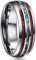NUNCAD Ring Wolfram Silber Herrenring 8mm Breit mit Abalone Muschel und Holz Verlobung Partner Ringe Freundschaft Poliert Größe 68.5 (21.8)