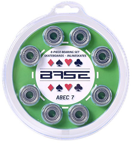 BASE - ABEC 5 Kugellager Bearings inkl. Blister-Verpackung , einfache Montage , ABEC 5 , Kugellager für Inliner & Rollerblades , Standard-Kugellager 608Zz , Grün