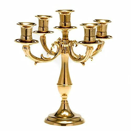 Kerzenständer Messing Kerzenleuchter Gold Kerzenhalter Höhe 28cm Mehrarmig 5 Armig Massiv Kandelaber Hochzeitsdekoration Kerzenschale Tischdekoration