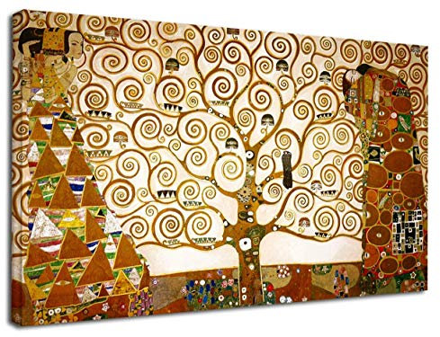 Grafic Quadro Klimt L'Albero della Vita - The Tree of Life - Scegli se quadro con telaio o stampa su tela canvas senza telaio (QUADRO CON TELAIO IN LEGNO, CM 130X76)