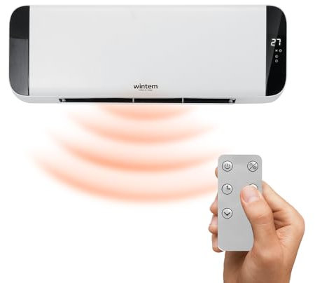 Olimpo Termoventilatore a Muro con Timer Termoconvettore elettrico da parete con elementi in Ceramica 2000W Display LCD e Telecomando