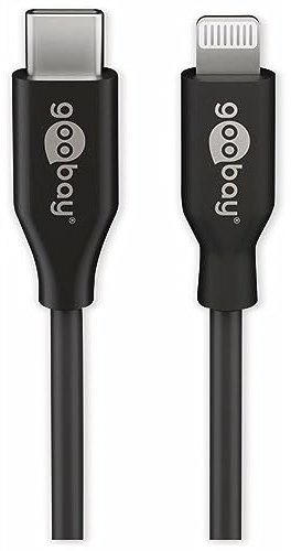 Goobay 39445 Lightningkabel 1m / MFi Apple Lightning auf USB C Ladekabel / Highspeed 480 Mbits / Aufladekabel Handyladekabel iPad iPhone AirPods / Schwarz / 1m