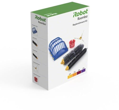 iRobot Kit di ricambio originale Roomba serie 600 (1 spazzola a setole, 1 spazzola per frusta, 1 spazzola laterale, 3 filtri AeroVac e 1 strumento di pulizia rotondo), bianco - 4636432