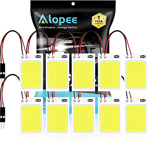 10-Pack Blanco 150Lums COB 18-SMD 12V DC Luz LED para Auto Interior del Automóvil Panel de Iluminación Indicador de Techo Lámpara de Techo Lámpara de Techo con 10 X T10, Adaptador de Festón