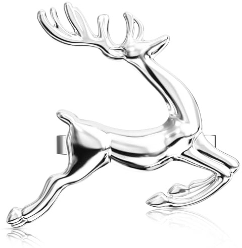 ZeeDix 8 Stück Silber Serviettenringe Weihnachten Hirsch | Serviettenringen für die Festtafel, Weihnachtsdeko, Hochzeit, Feiern, Bankett und Küche
