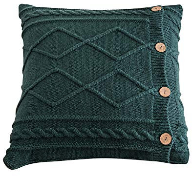 CUTTE Einfarbige quadratische Kissen Kissen Kissenbezug Wolle Vintage Knöpfe blau,Green,45x45cm