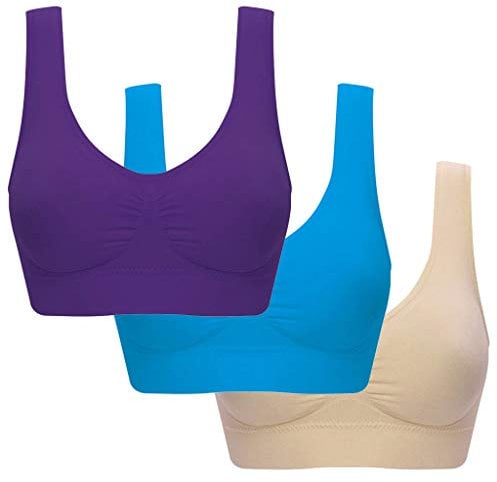 3Pc Women Sports Bra for Large Breasts Ultra-Thin Full Cup Yoga Bra Pure Color New Seamless Sports Style Crop Tops Vest Comfort Stretch Bras Shapewear