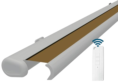 Eclipse Vollkassettenmarkise Premium elektrisch 3,5x3m Markise Balkon Terrassenüberdachung Kassettenmarkise Gelenkarm Polyacryltuch UV-Schutz 50+ Smarthome-fähiger Dooya Motor, Markisentuch: Sand