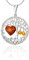 AMBEDORA Collier Femme Argent 925 Doré 14k Coeur Ambre Baltique, Pendentif Arbre de Vie Celtique avec Coeur d'Ambre sur Chaîne Serpent Ensemble Prêt pour un Cadeau