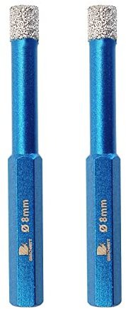 BRSCHNITT 2pcs 8mm Diamond Hole Saw Core Drill Bit Set for Porcelain Tile, Ceramic, Stone, Granite, Marble - Hex Shank Dry Drilling