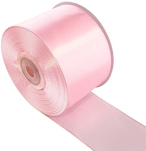 AERZETIX - C55676 - Rotolo di nastro di raso satinato 50mm x 25m - colore rosa cipria - striscia di imballaggio regalo decorazione matrimonio compleanno festa - in poliestere