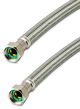 Flexschlauch Edelstahl - Panzerschlauch Anschlussschlauch für Sanitär, Heizung, WC, Solar, Hauswasserwerk - Made in Germany (3/8 ÜM x 3/8 ÜM - 30 cm, DN8)