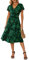GRECERELLE Womens Summer Wrap Dress Ladies Casual Ruffle Short Sleeve V-Neck Floral Beach Dresses for Women (Fp Green Leaf, XL)