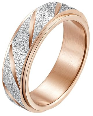 Epinki Trauringe Damen, Rose Gold Pärchen Ringe Matt Anxiety Ring Edelstahl Ringe für Frauen, Größe 49 (15.6)