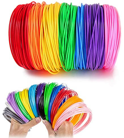 3D Stift Filament PLA, 3D Printer Filament, 3D Pen Filament, 3D Stifte Glühfaden PLA für 3D Stift Farben Stift Durchmesser 1,75 mm, 10 Farben (zufällige Farbe), Gesamtlänge 50 m