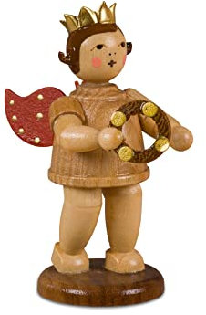 Rudolphs Schatzkiste Weihnachtsfiguren Engel mit Krone und Schellenring Natur Höhe 6,5cm NEU Figuren Haus Baum Figur Kirche Erzgebirge Holz Seiffen Weihnachten Spielzeug Dekoration Tischdeko K