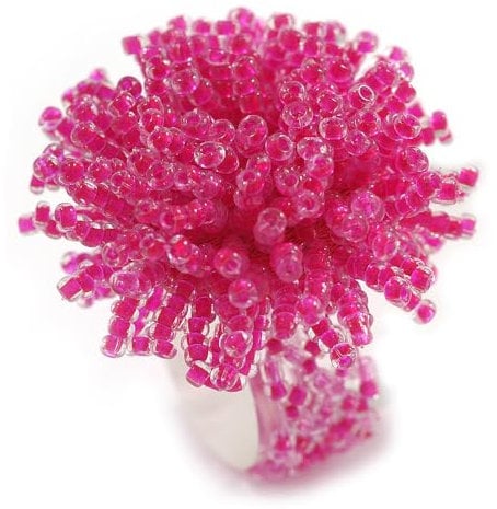 Avalaya Light Pink Glass Bead Flower Stretch Ring