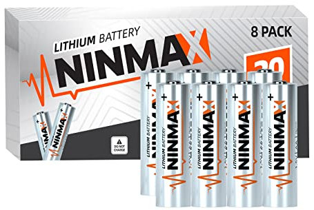 NINMAX® Lot de 8 piles AA au lithium 3500 mAh, 1,5 V, batterie double A pour appareils de haute technologie【Non rechargeables】