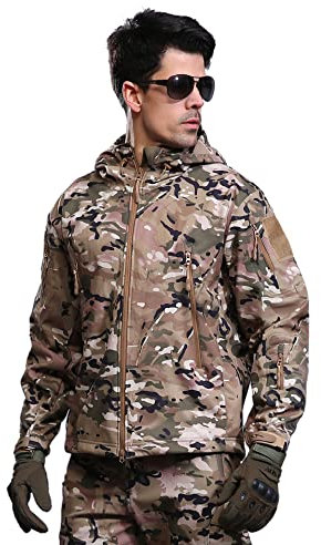 Veste softshell pour hommes Veste militaire imperméable en polaire chaude Veste tactique Veste extérieure chaude Veste fonctionnelle coupe-vent avec plusieurs poches Capuchon Vestes,CP XXL
