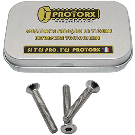 Vis à Tête Fraisée M3 x 20mm : Boite 30 Pcs Inox pour Rondelles Metal Ecrou | 6 Pans Tete Cylindrique Fraisee Acier A2 | Anti-Rouille - ISO 10642 | Boite PROTORX