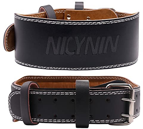 Nicynin Cinturón de cuero para levantamiento de pesas, cinturón de levantamiento de pesas de 4 pulgadas de ancho para hombres y mujeres, cinturones de palanca de gimnasio, soporte de espalda baja,