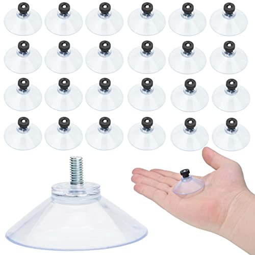 AccEncyc Ventosa de 40 mm de PVC transparente con ventosa con tuerca de tornillo para baño, pared, puerta, ventana de vidrio (negro, 24 piezas)