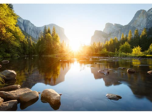 Runa Art Fototapeten 396 x 280 cm See Berge Natur - Vlies Wanddekoration Wohnzimmer Schlafzimmer - Deutsche Manufaktur - 9589012a