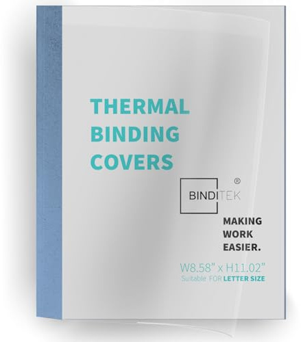Binditek 10 Pack Thermal Binding Presentation Covers, 1/8 Inch Spine, Holds 30 Sheets, Ultra Clear Front Cover, Blue Paper Back Cover, Letter Size
