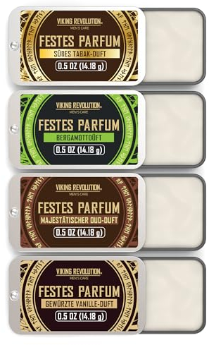 Viking Revolution - Kolonya - Festes Parfüm für Männer - Parfum Herren mit Gewürzvanille, Süßer Tabak, Majestätisches Oud, Bergamotte - Geschenke für Männer - 4er-Pack - 4 x 14 g